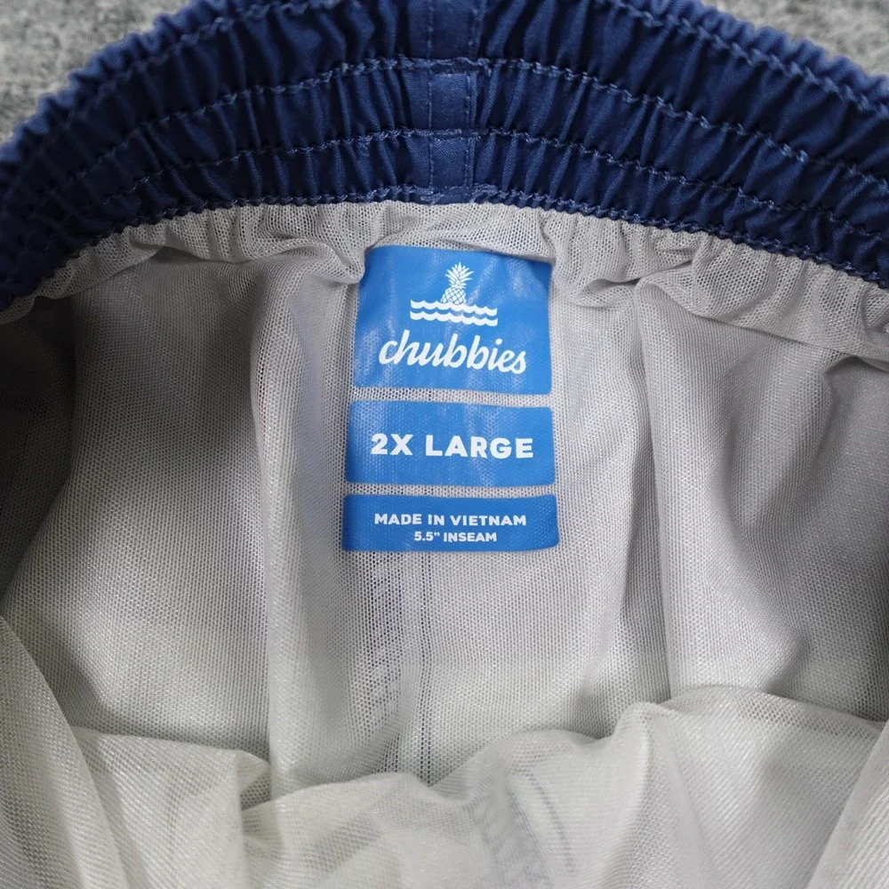 Chubbies Swim Trunks Mens 2XL‎ Blue Striped Stretch Volley Shorts 5.5